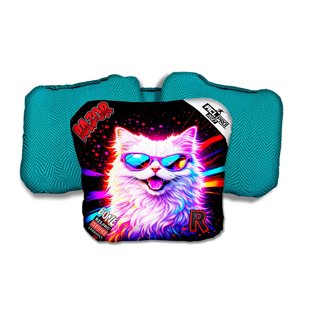 Bone PRO Snow Party Animals Teal Back Cornhole Bags