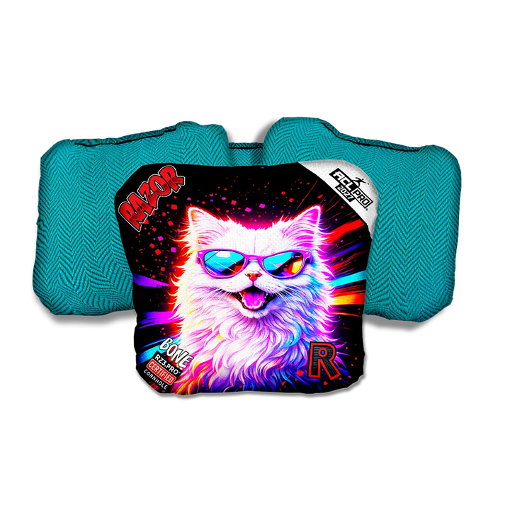 Bone PRO Snow Party Animals Teal Back Cornhole Bags
