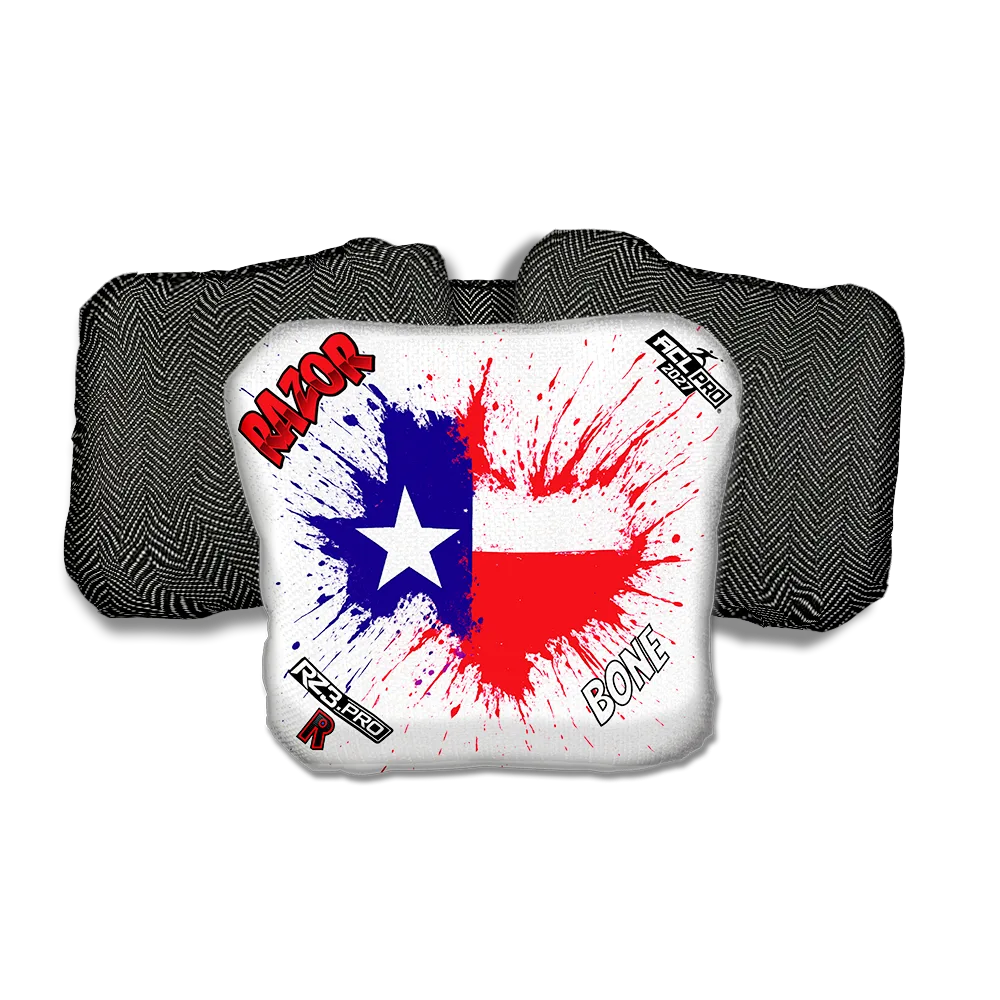 Bone PRO Splatter Texas Black Back Cornhole Bags