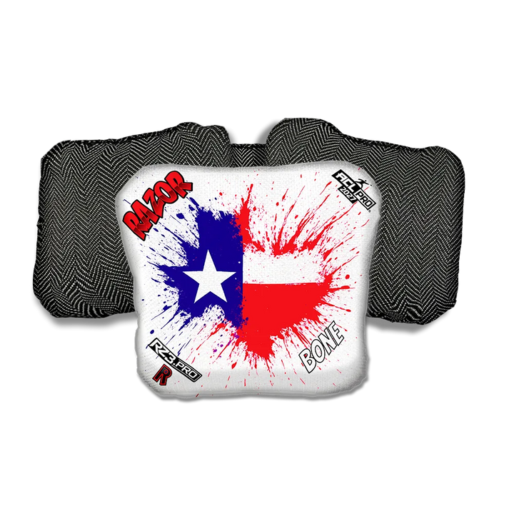Bone PRO Splatter Texas Black Back Cornhole Bags
