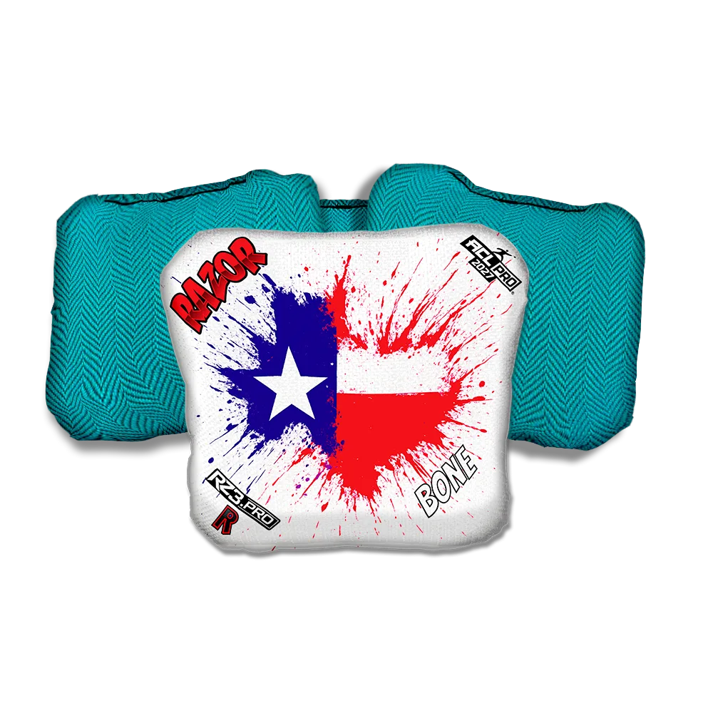 Bone PRO Splatter Texas Teal Back Cornhole Bags