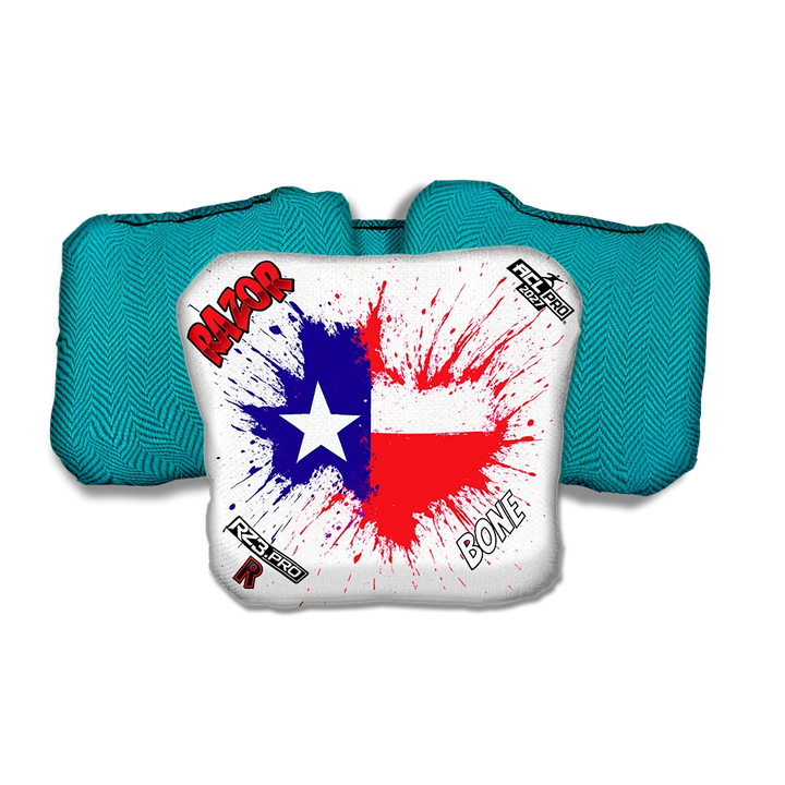 Bone PRO Splatter Texas Teal Back Cornhole Bags