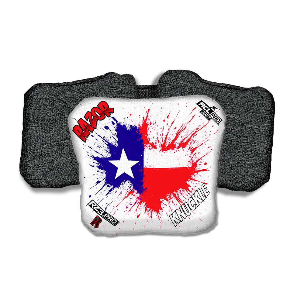 Knuckle PRO Splatter Texas Black Back Cornhole Bags