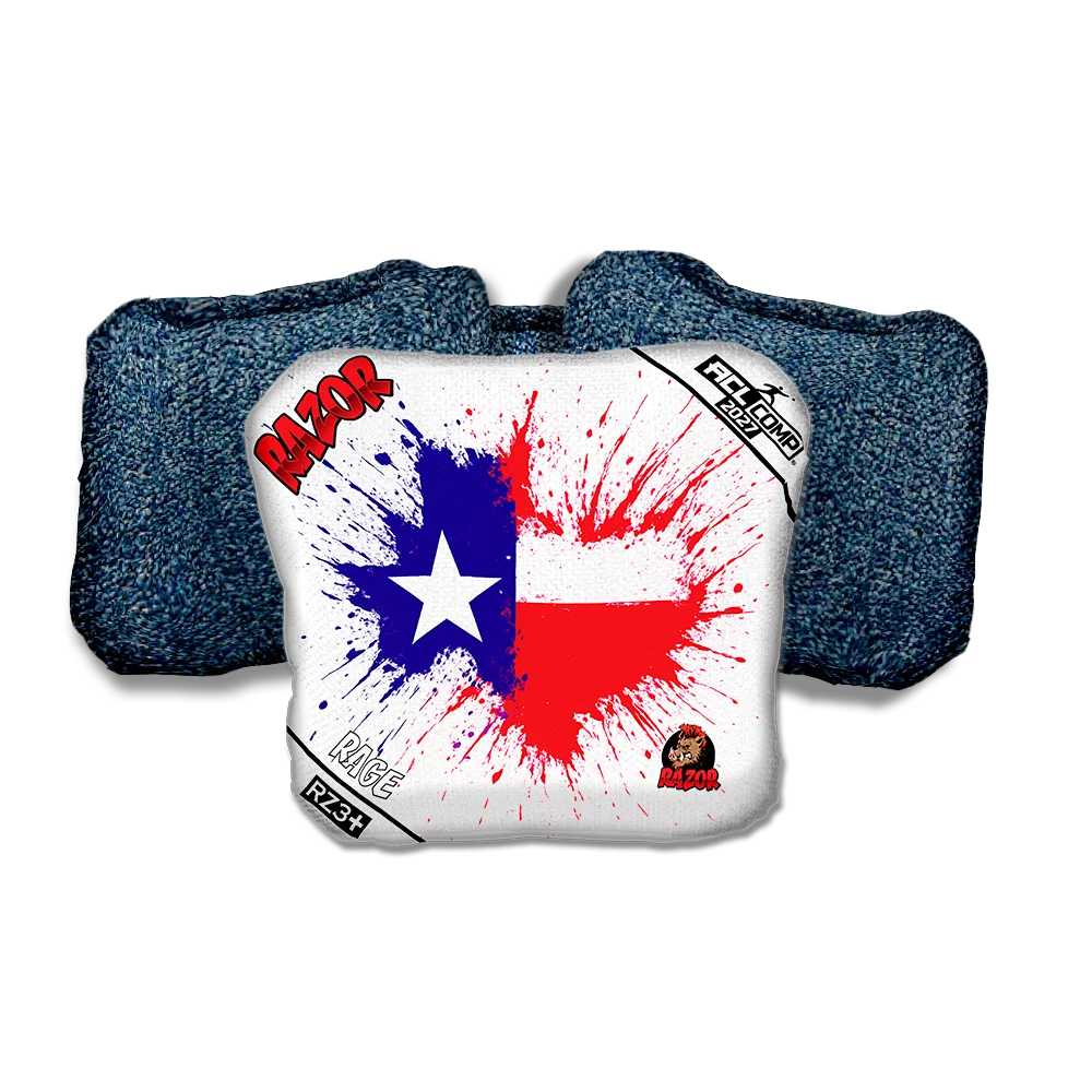 Rage COMP Splatter Texas Blue Back Cornhole Bags