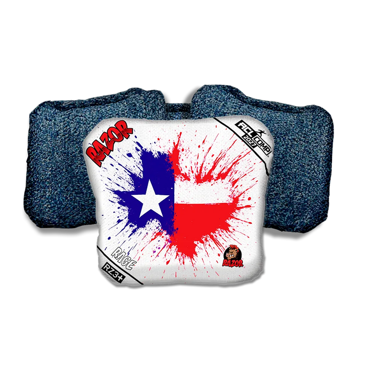 Rage COMP Splatter Texas Blue Back Cornhole Bags