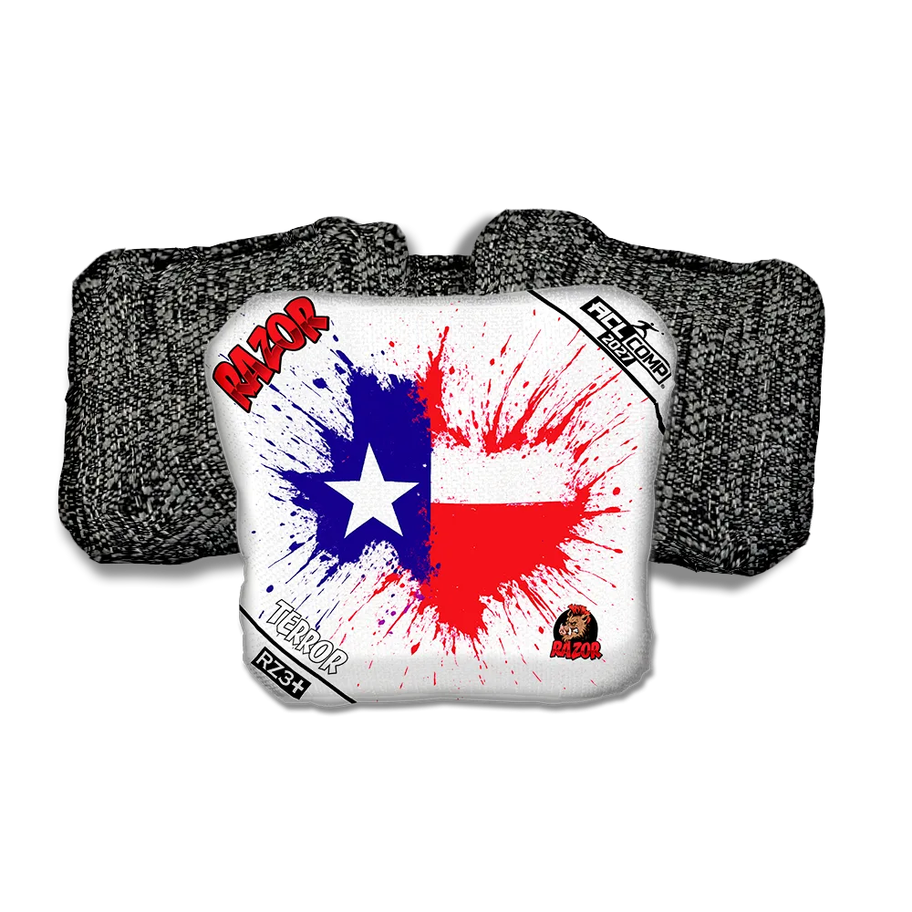Terror COMP Splatter Texas Black Back Cornhole Bags