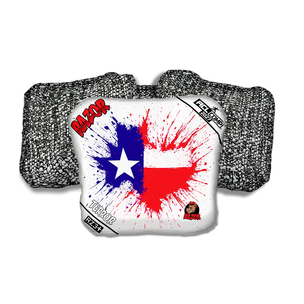 Terror COMP Splatter Texas Salt Pepper Back Cornhole Bags