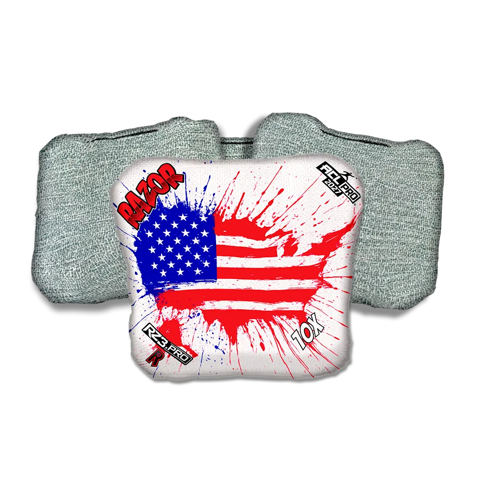 10 X PRO Splatter USA Light Back Cornhole Bags