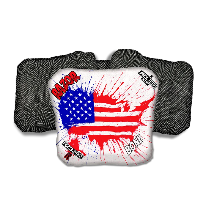 Bone PRO Splatter USA Black Back Cornhole Bags