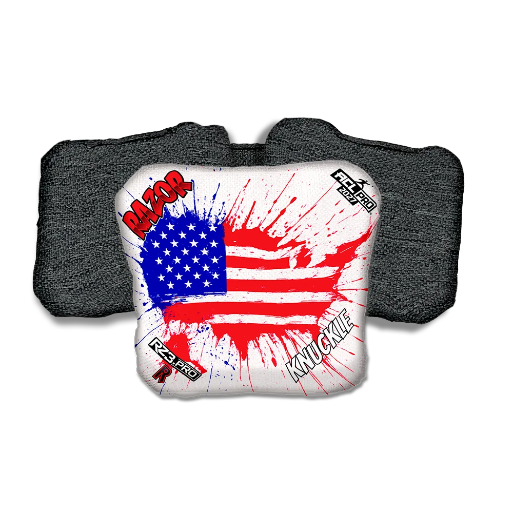 Knuckle PRO Splatter USA Black Back Cornhole Bags