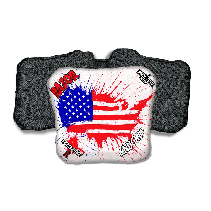 Knuckle PRO Splatter USA Black Back Cornhole Bags