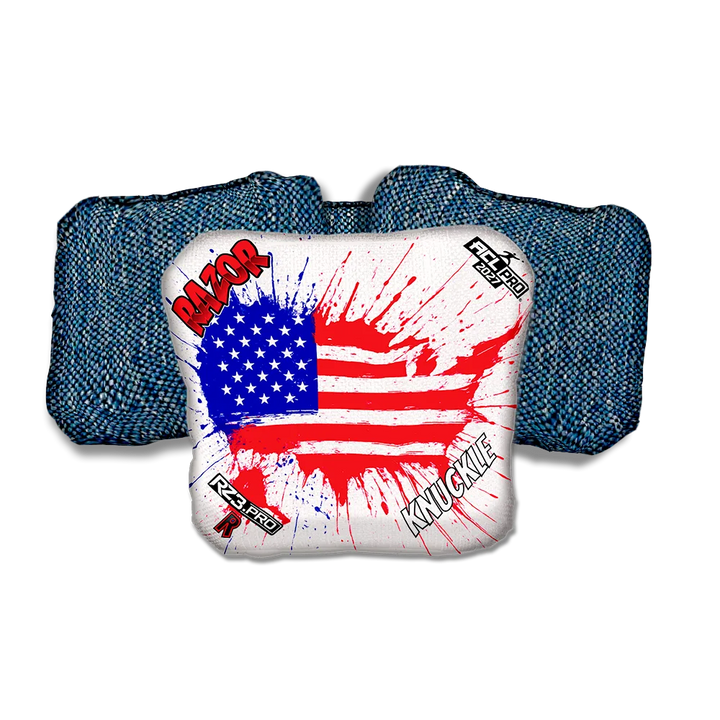 Knuckle PRO Splatter USA Blue Back Cornhole Bags