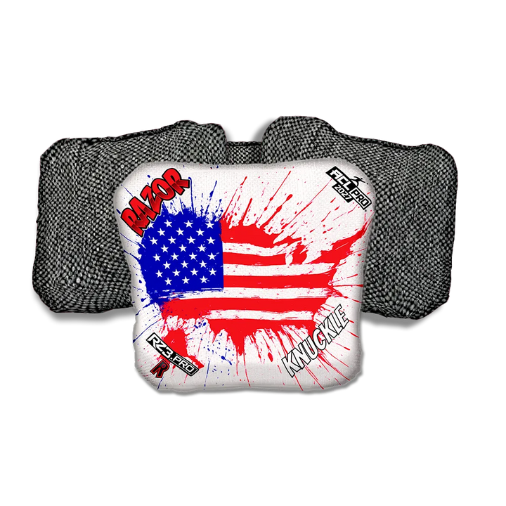 Knuckle PRO Splatter USA Gray Back Cornhole Bags