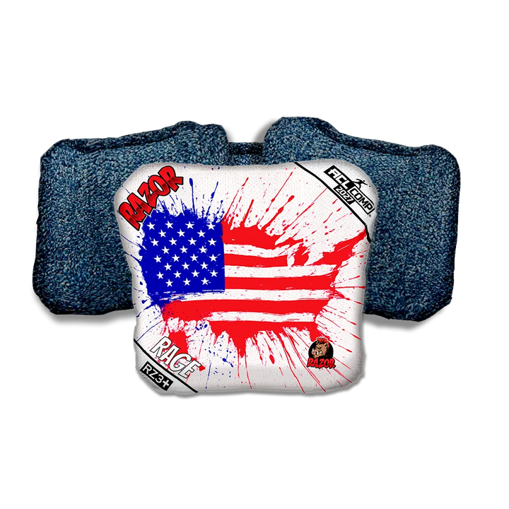 Rage COMP Splatter USA Blue Back Cornhole Bags