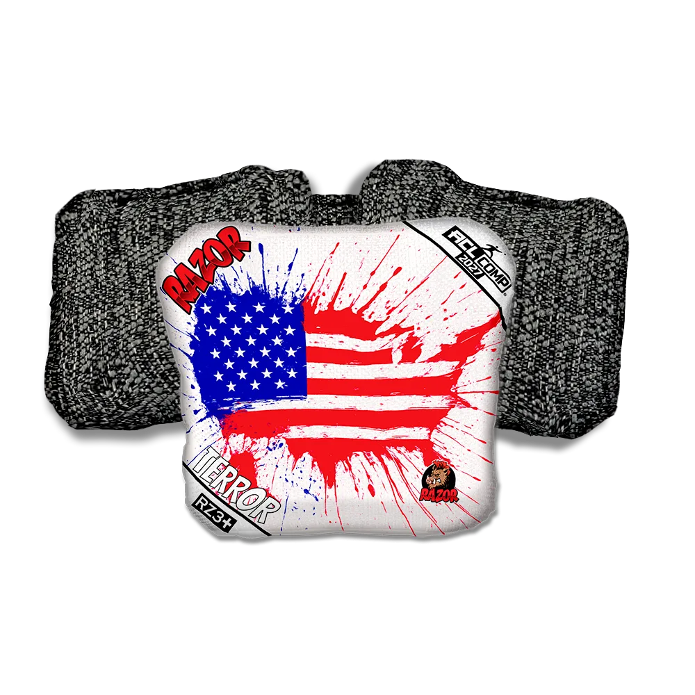 Terror COMP Splatter USA Black Back Cornhole Bags