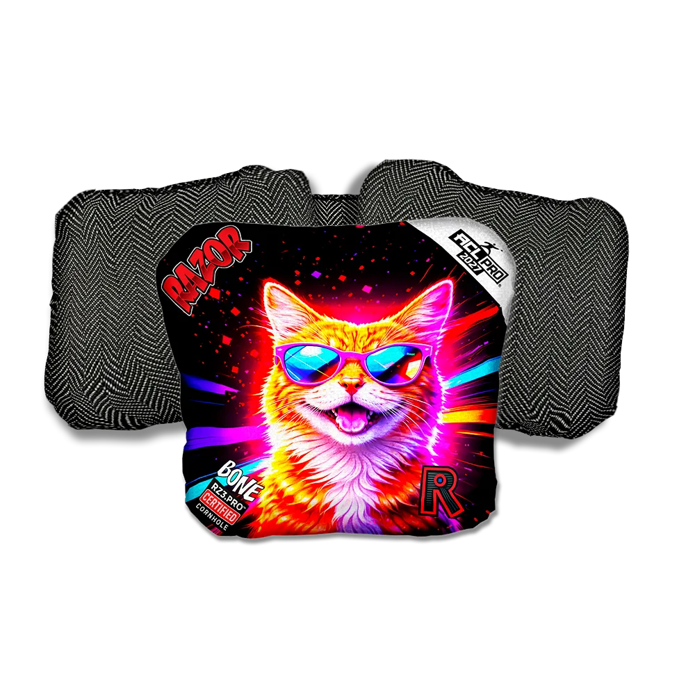 Bone PRO Tabby Party Animals Black Back Cornhole Bags