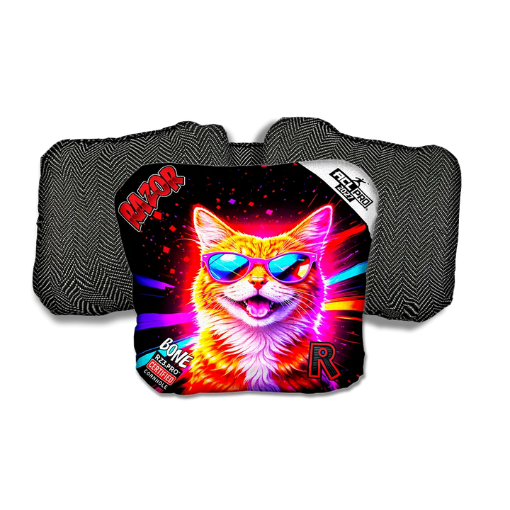 Bone PRO Tabby Party Animals Black Back Cornhole Bags