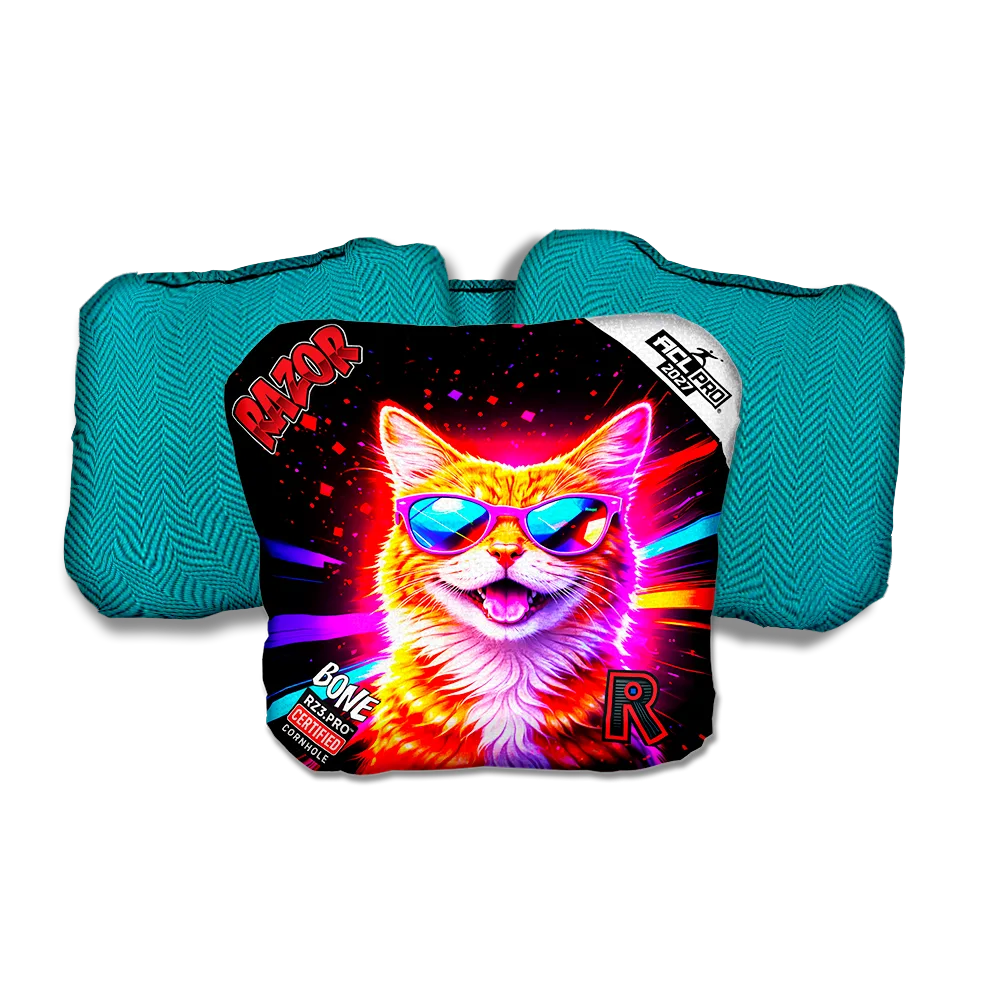 Bone PRO Tabby Party Animals Teal Back Cornhole Bags