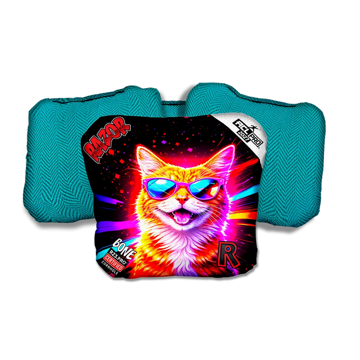 Bone PRO Tabby Party Animals Teal Back Cornhole Bags