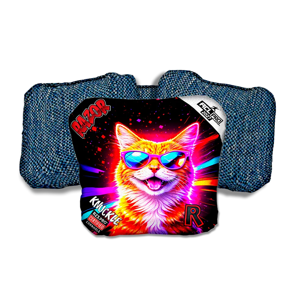 Knuckle PRO Tabby Party Animals Blue Back Cornhole Bags