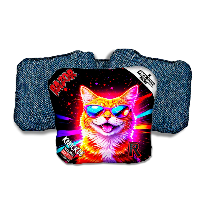 Knuckle PRO Tabby Party Animals Blue Back Cornhole Bags