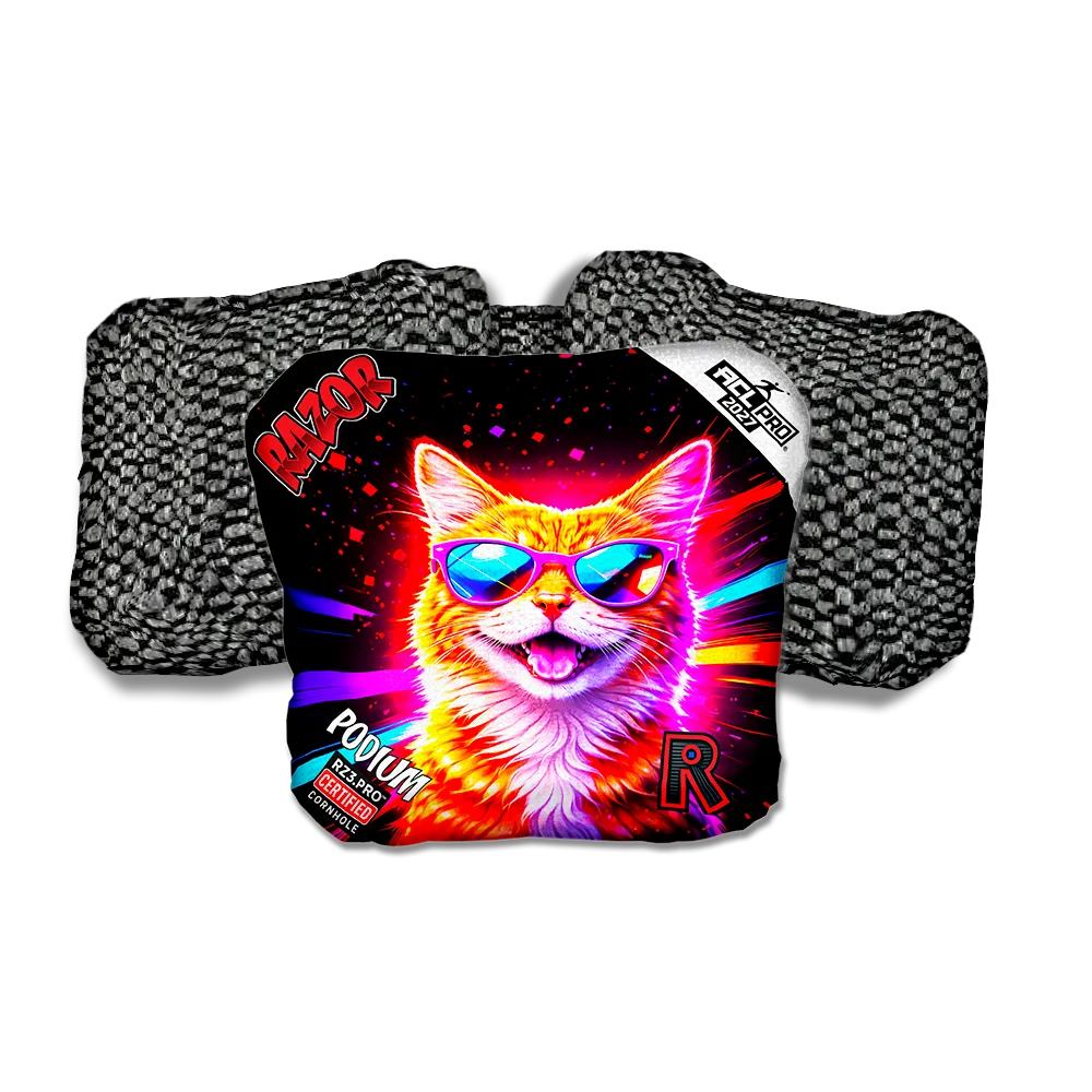Podium PRO Tabby Party Animals Black Back Cornhole Bags