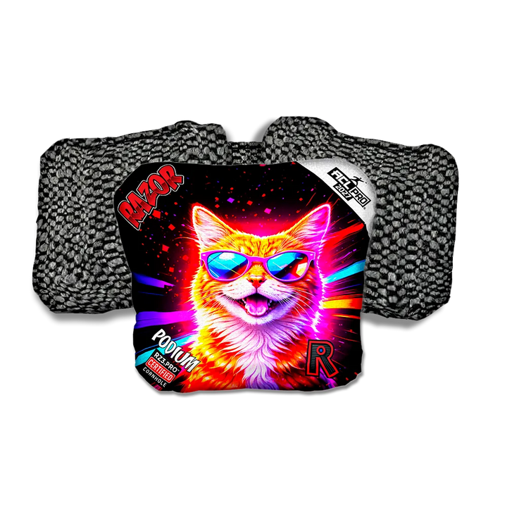 Podium PRO Tabby Party Animals Black Back Cornhole Bags