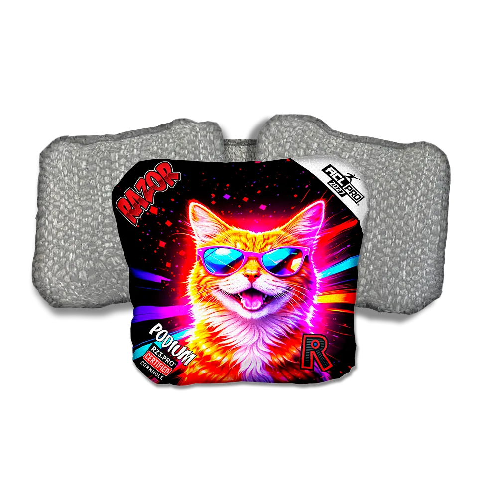 Podium PRO Tabby Party Animals Silver Back Cornhole Bags