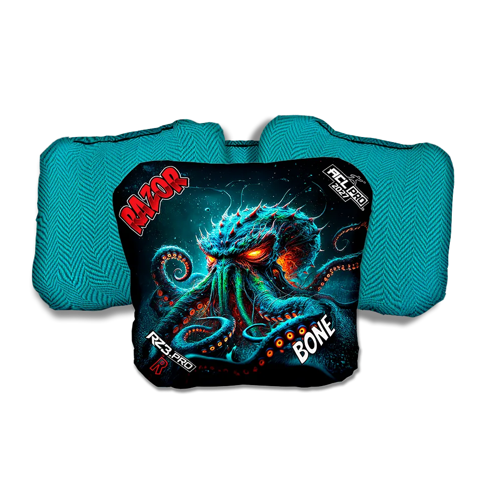 Bone PRO Tentaclash Teal Back Cornhole Bags