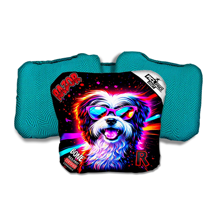 Bone PRO Terrier Party Animals Teal Back Cornhole Bags