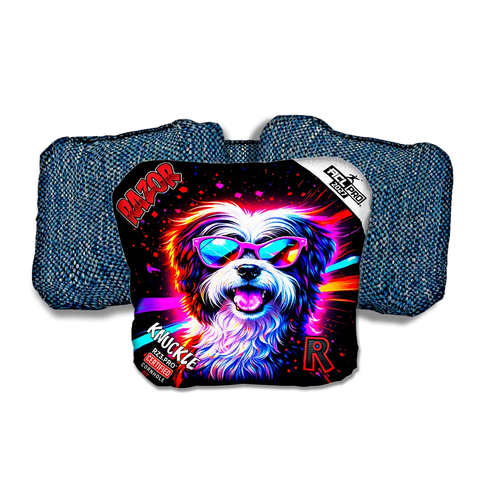 Knuckle PRO Terrier Party Animals Blue Back Cornhole Bags