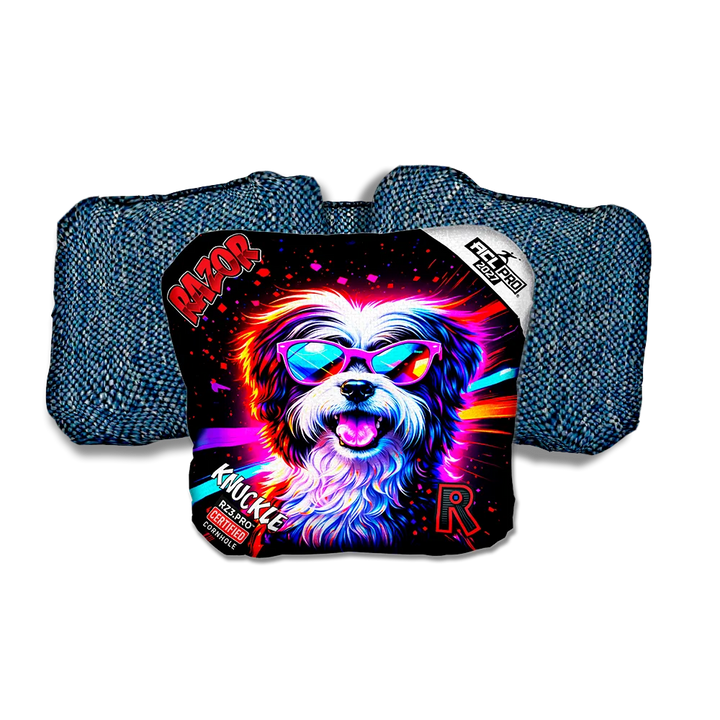 Knuckle PRO Terrier Party Animals Blue Back Cornhole Bags