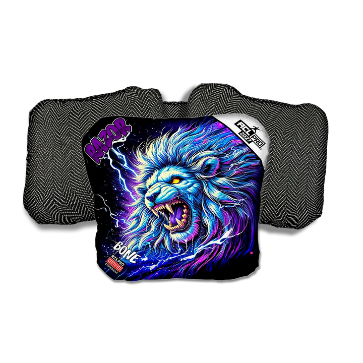 Bone PRO Thundralion Purple Series Black Back Cornhole Bags