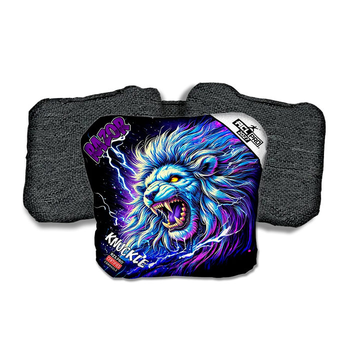 Knuckle PRO Thundralion Purple Series Black Back Cornhole Bags