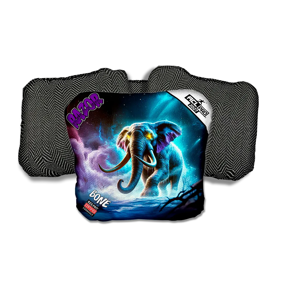 Bone PRO Titan Tusk Purple Series Black Back Cornhole Bags