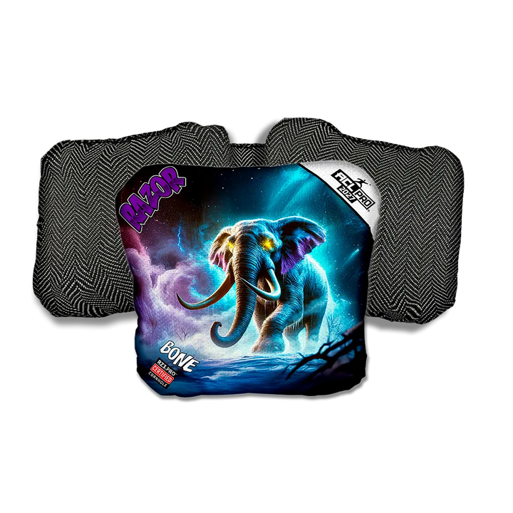 Bone PRO Titan Tusk Purple Series Black Back Cornhole Bags