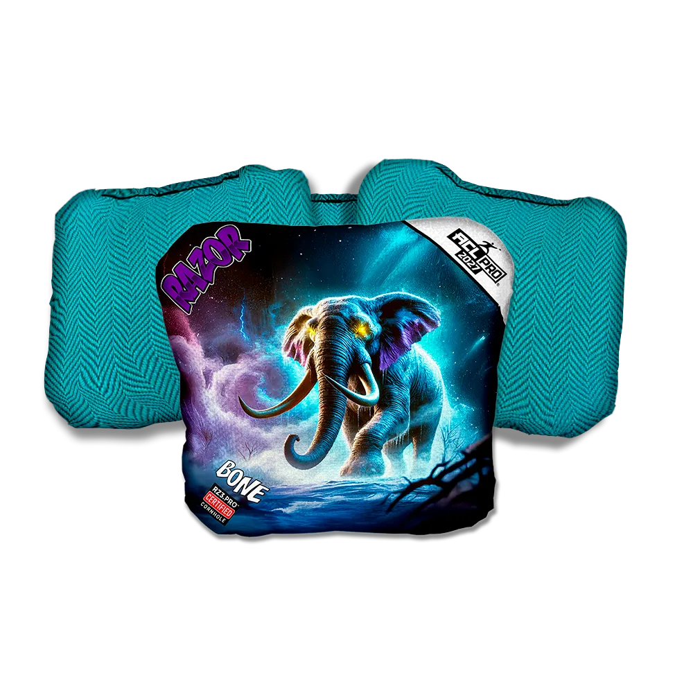 Bone PRO Titan Tusk Purple Series Teal Back Cornhole Bags