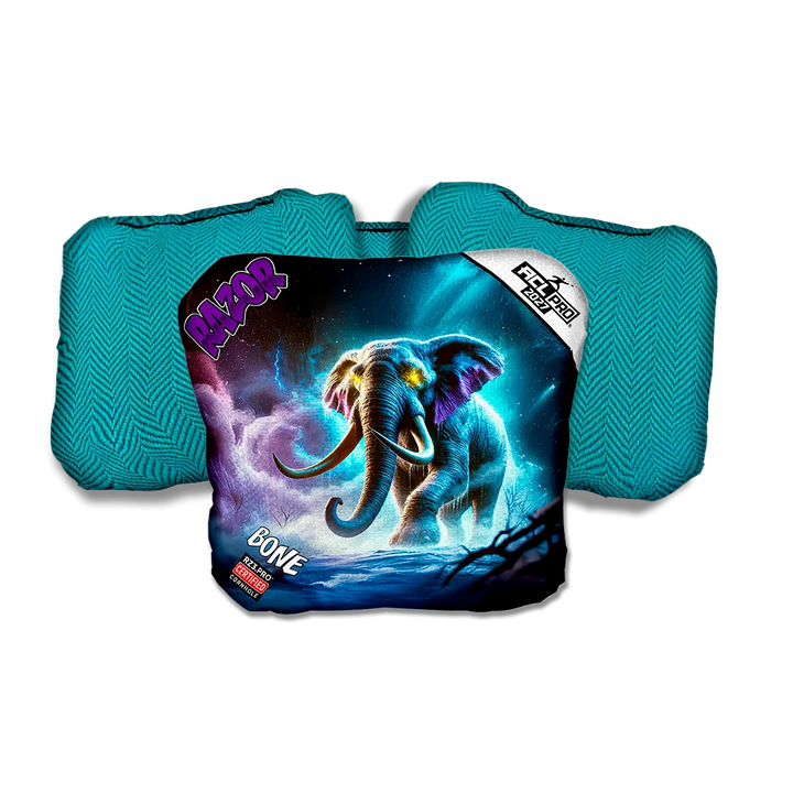 Bone PRO Titan Tusk Purple Series Teal Back Cornhole Bags