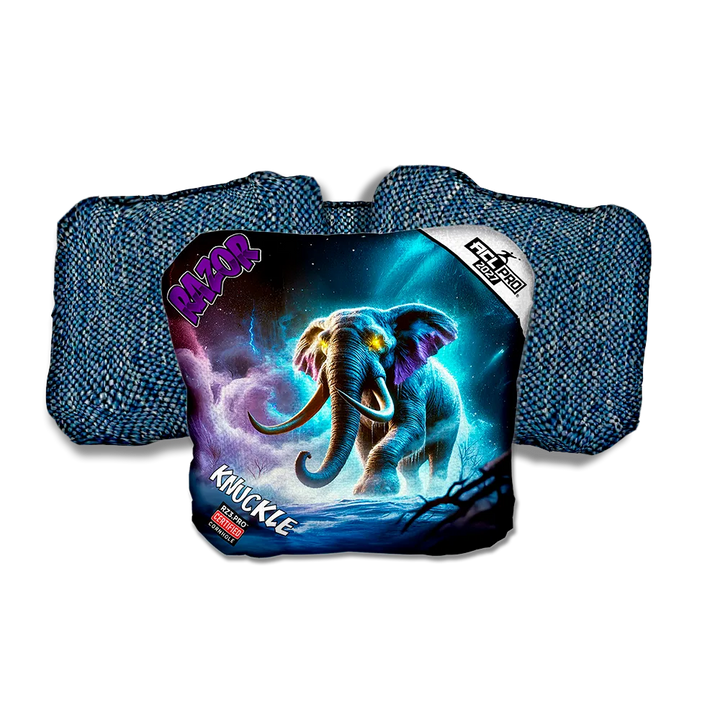 Knuckle PRO Titan Tusk Purple Series Blue Back Cornhole Bags