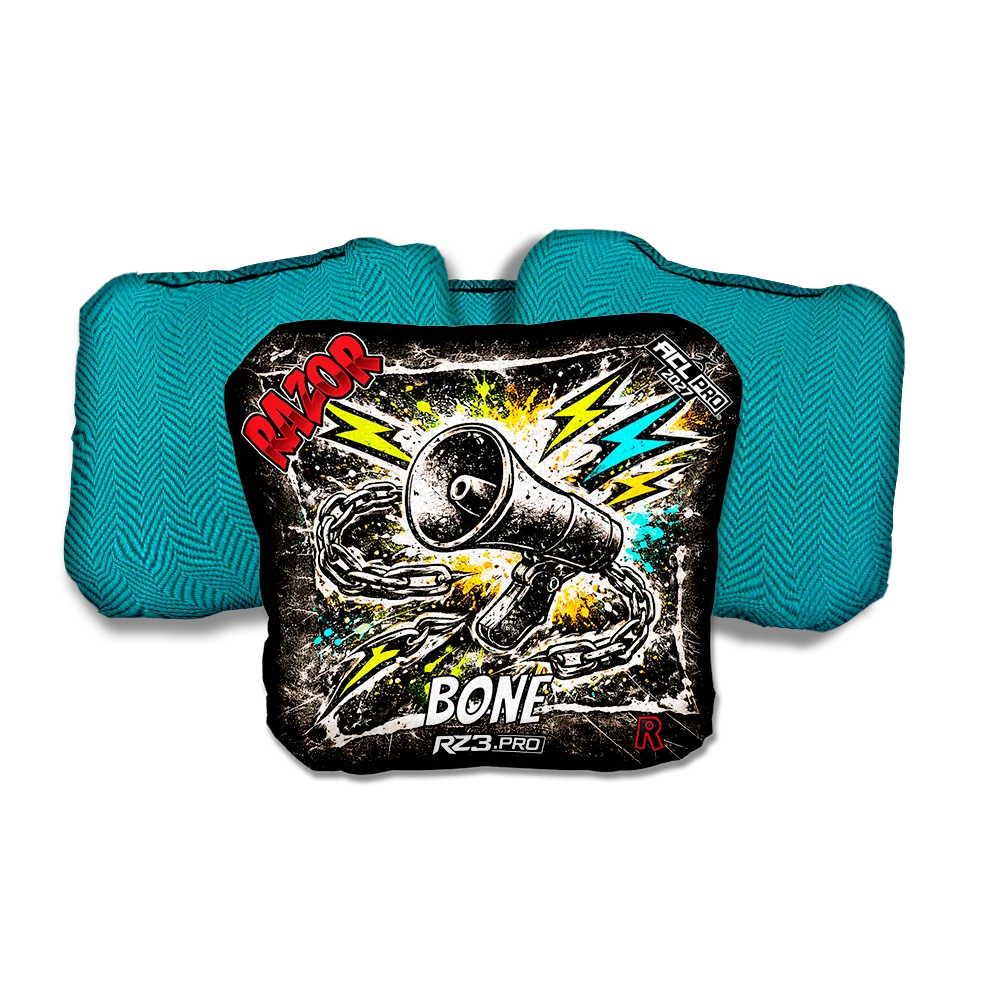 Bone PRO Uproar RT Teal Back Cornhole Bags