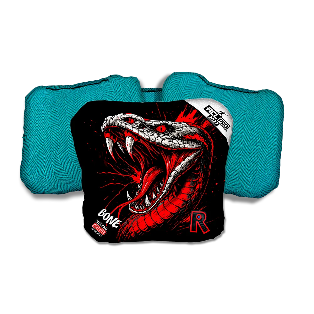 Bone PRO Viper Black Series Teal Back Cornhole Bags