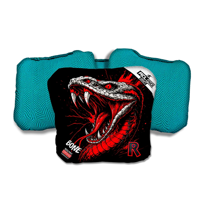Bone PRO Viper Black Series Teal Back Cornhole Bags