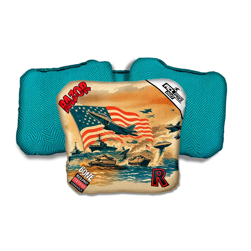 Bone PRO Warpath Teal Back Cornhole Bags