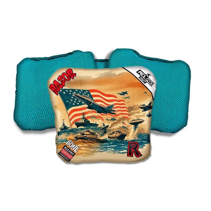 Bone PRO Warpath Teal Back Cornhole Bags