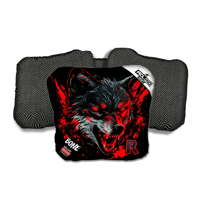 Bone PRO Wolf Black Series Black Back Cornhole Bags