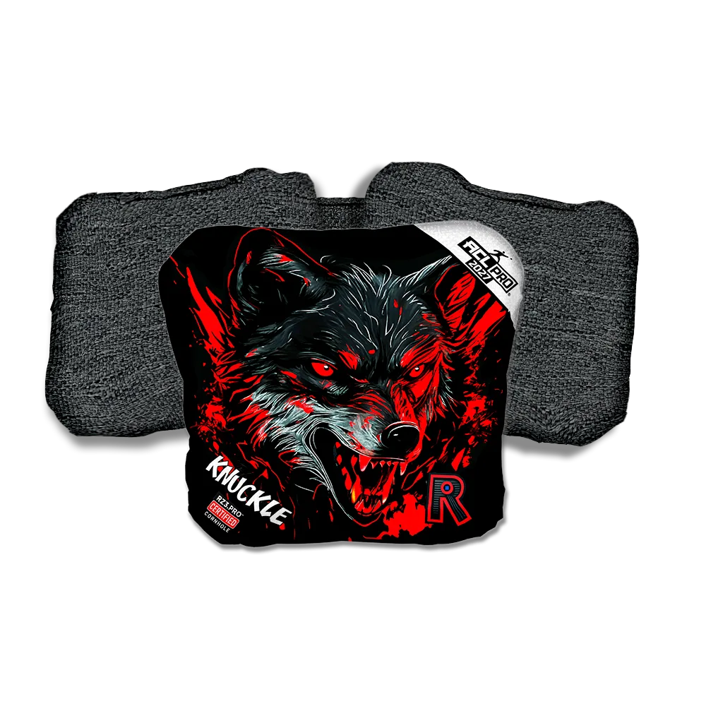 Knuckle PRO Wolf Black Series Black Back Cornhole Bags
