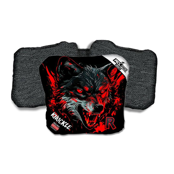 Knuckle PRO Wolf Black Series Black Back Cornhole Bags