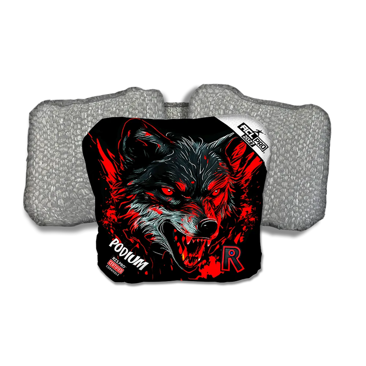 Podium PRO Wolf Black Series Silver Back Cornhole Bags