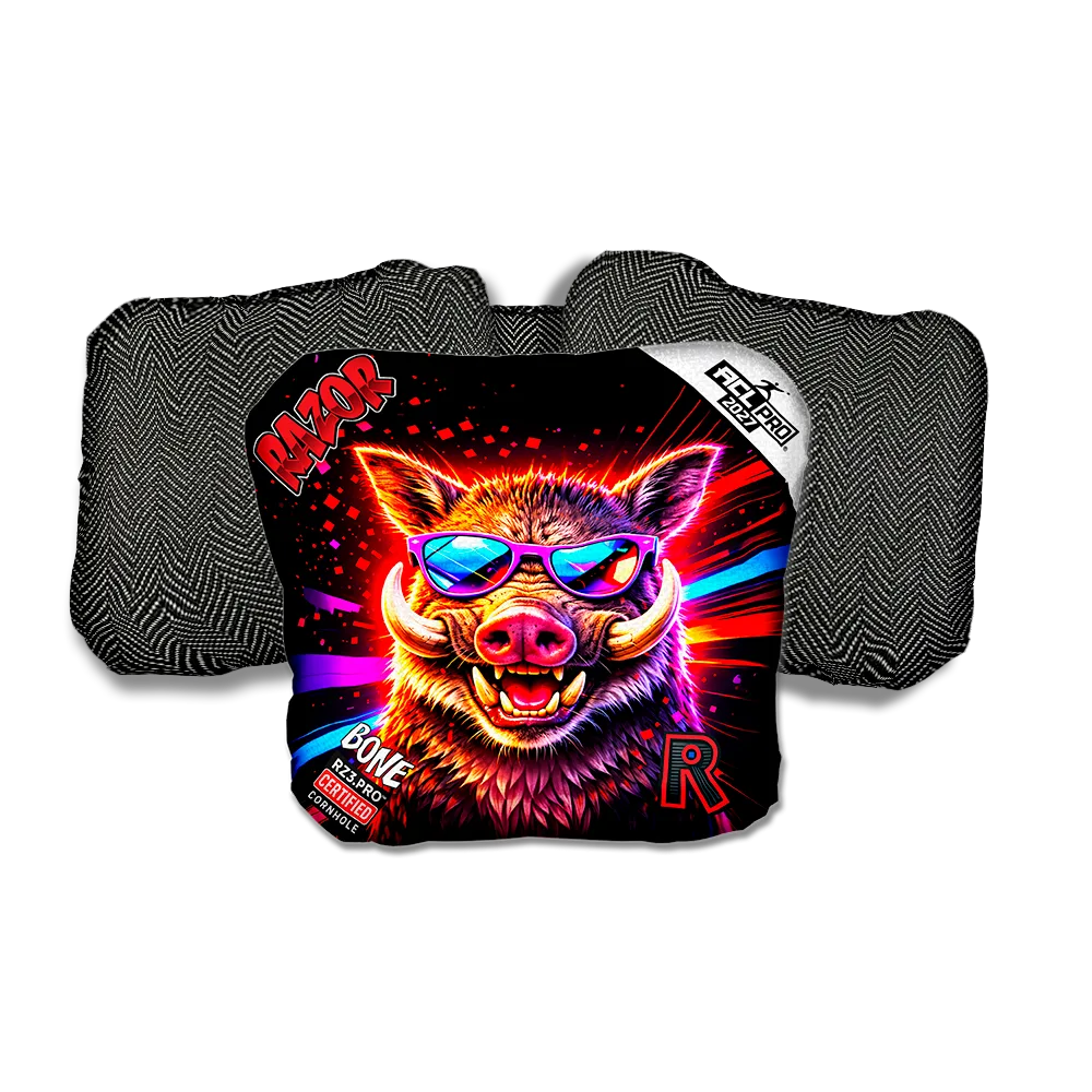 Bone PRO Worthog Party Animals Black Back Cornhole Bags
