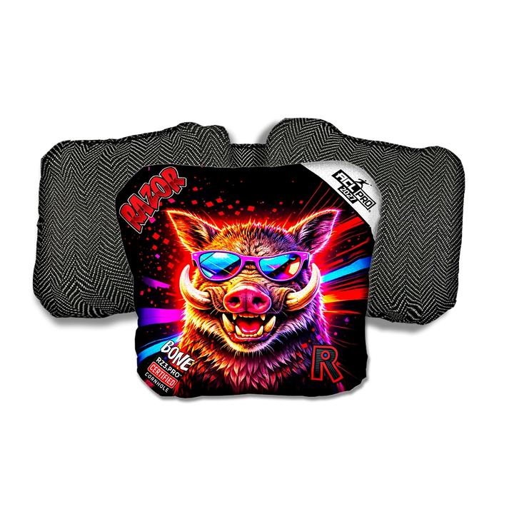 Bone PRO Worthog Party Animals Black Back Cornhole Bags